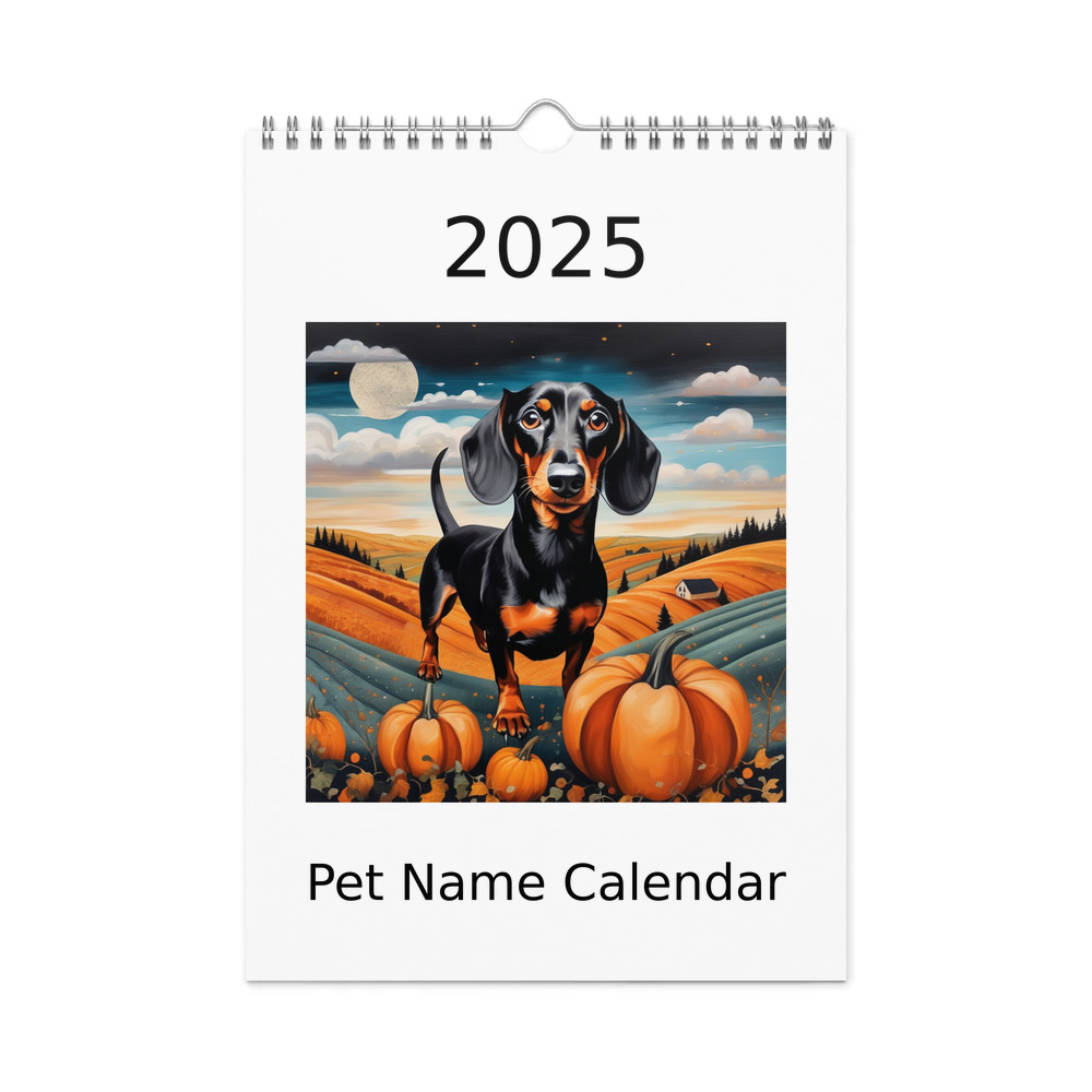 PugMug Custom Black Dachshund Wall Calendar (2026)