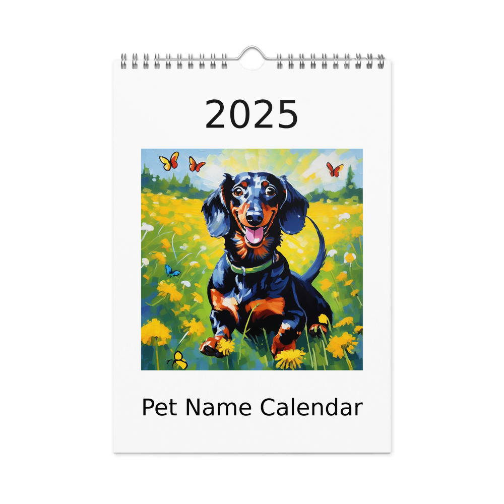 PugMug Custom Black Dachshund Wall Calendar (2026)