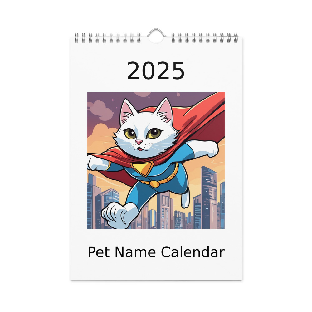 PugMug Custom White Companion Cat Wall Calendar (2026)