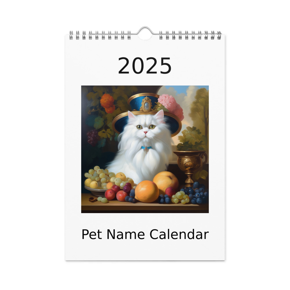 PugMug Custom White Persian Cat Wall Calendar (2026)