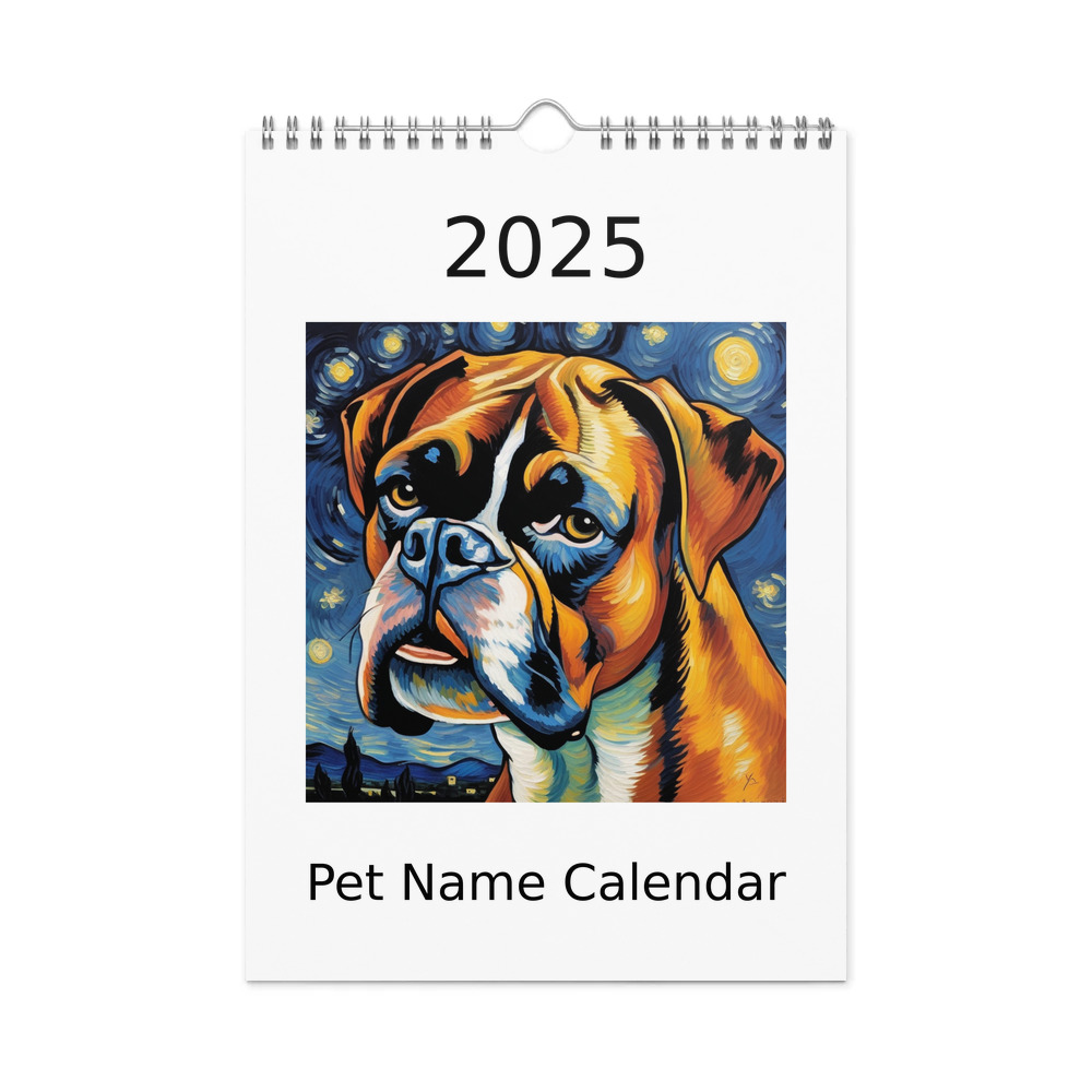 PugMug Custom Boxer Dog Wall Calendar (2026)