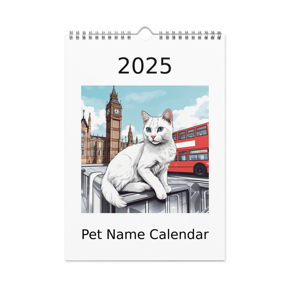 PugMug Custom White Exotic Cat Wall Calendar (2026)