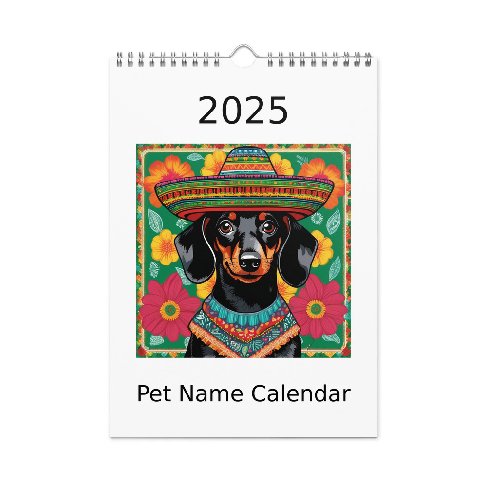 PugMug Custom Black Dachshund Wall Calendar (2026)