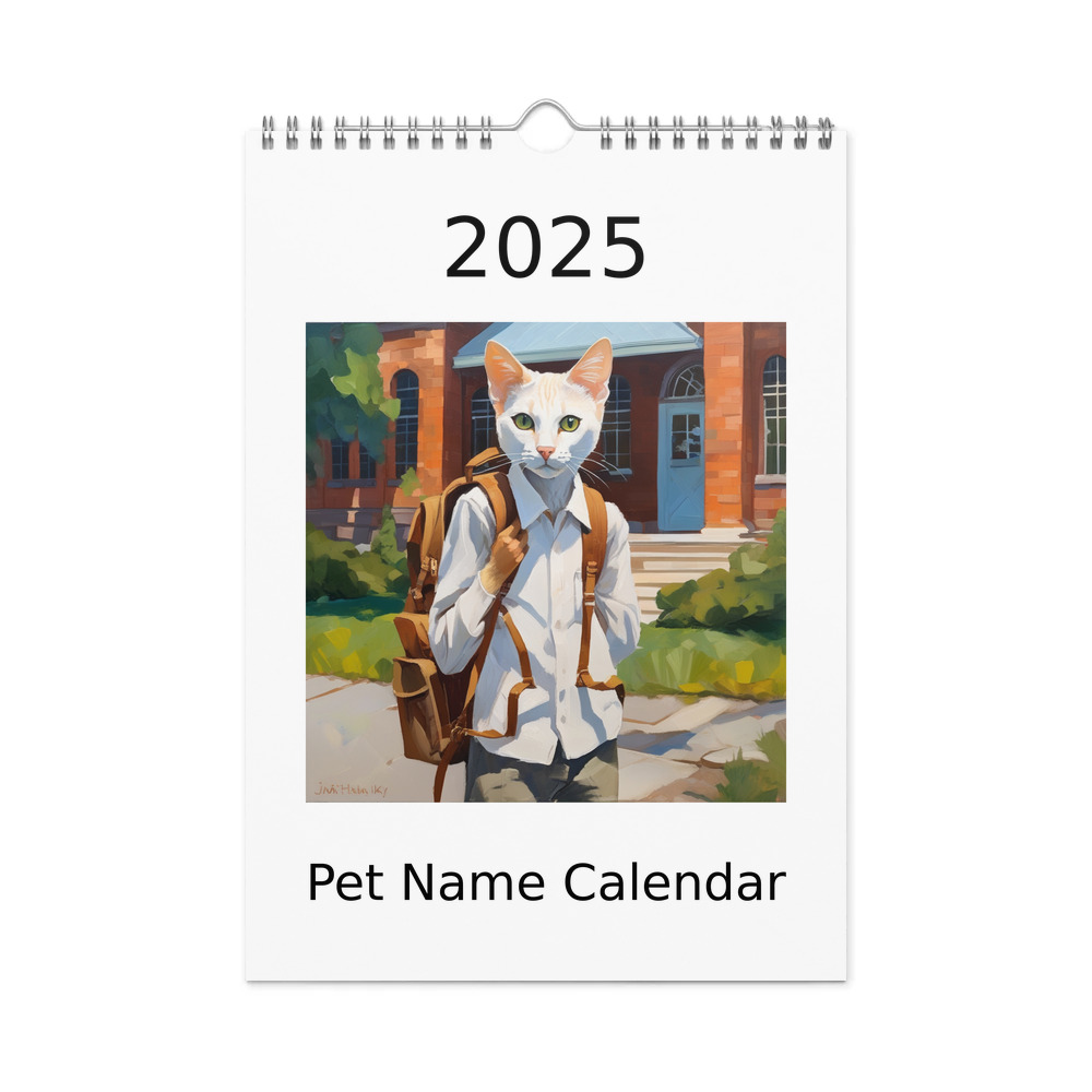PugMug Custom White Abyssinian Cat Wall Calendar (2026)
