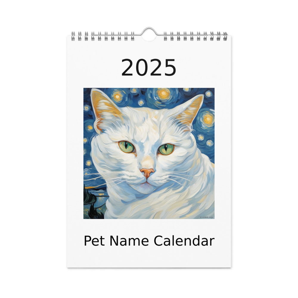 PugMug Custom White Companion Cat Wall Calendar (2026)