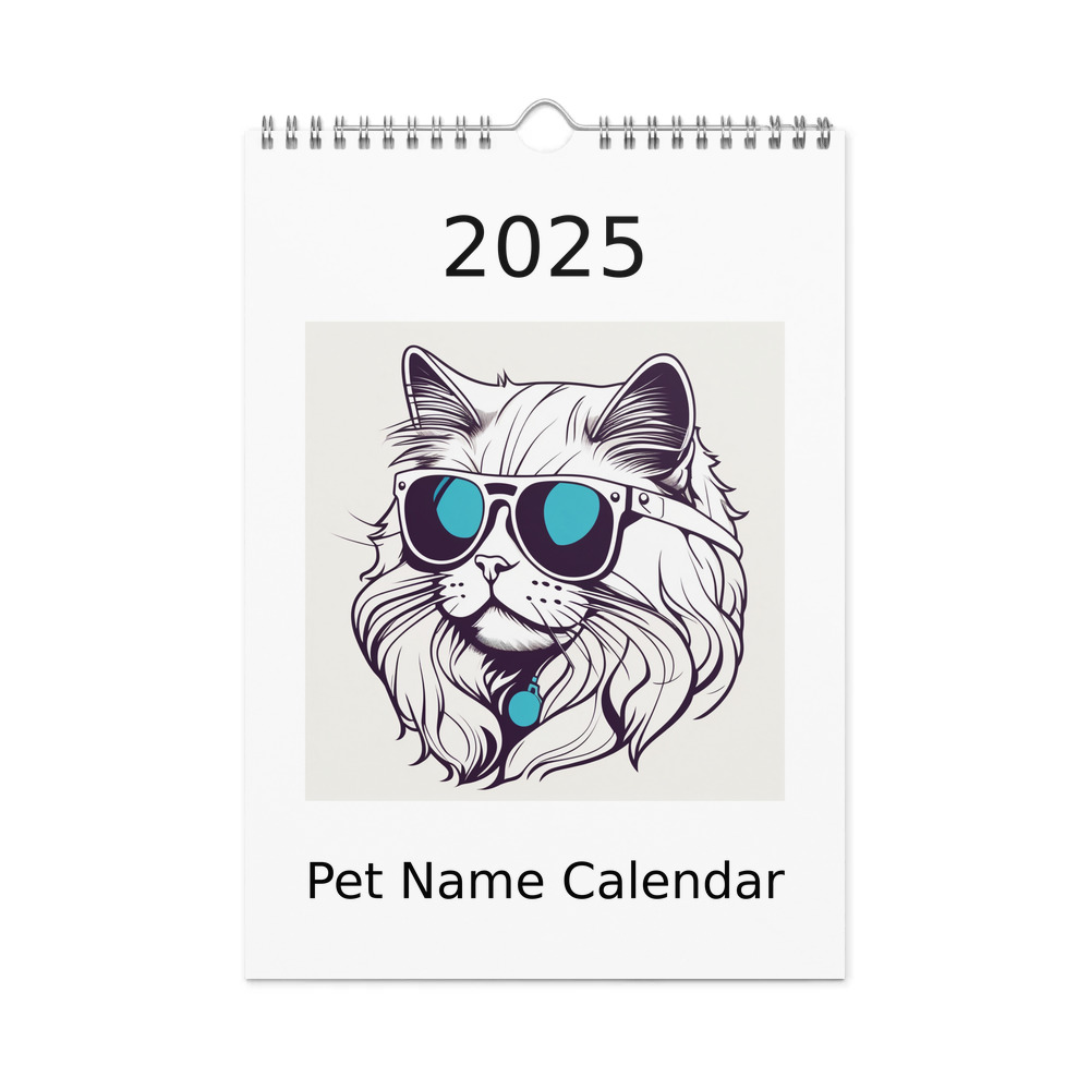 PugMug Custom White Persian Cat Wall Calendar (2026)
