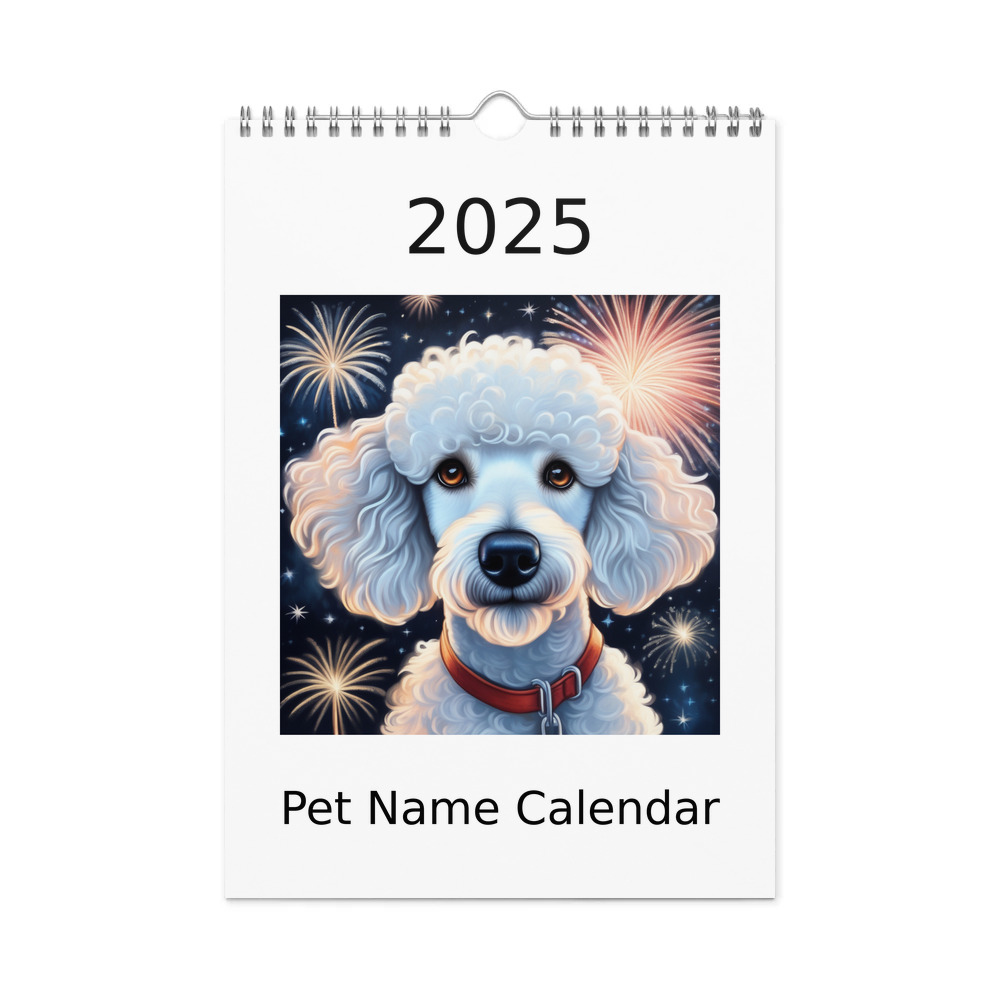 PugMug Custom White Poodle Wall Calendar (2026)