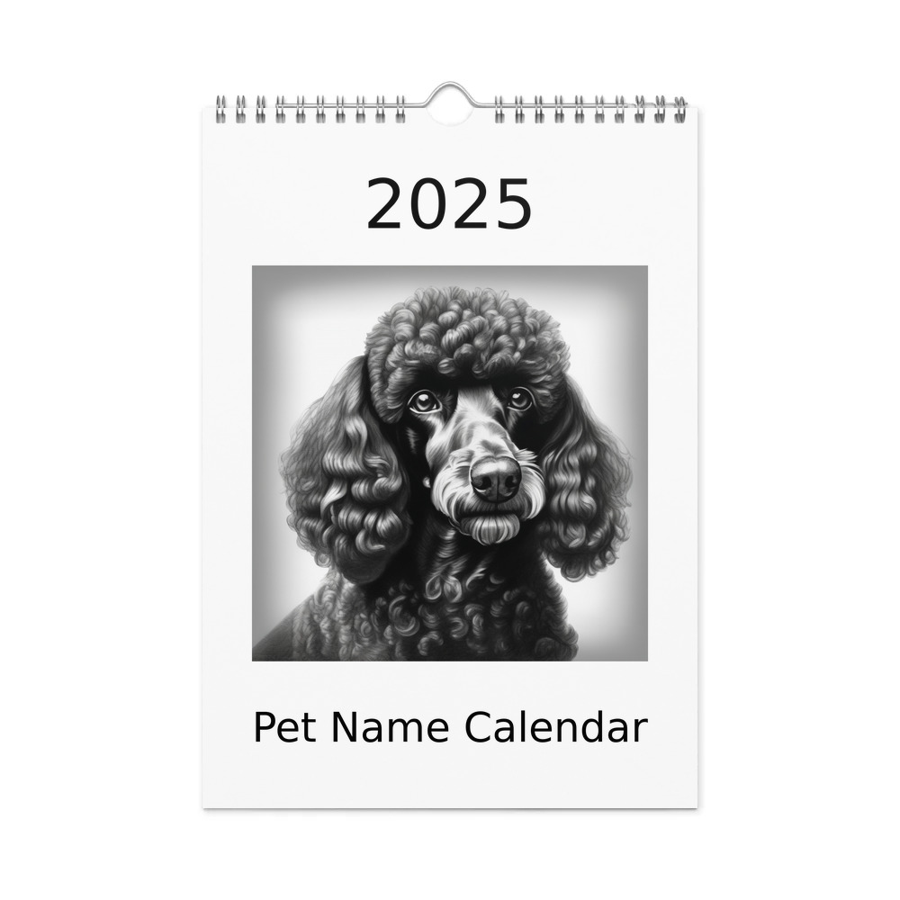 PugMug Custom Black Poodle Wall Calendar (2026)