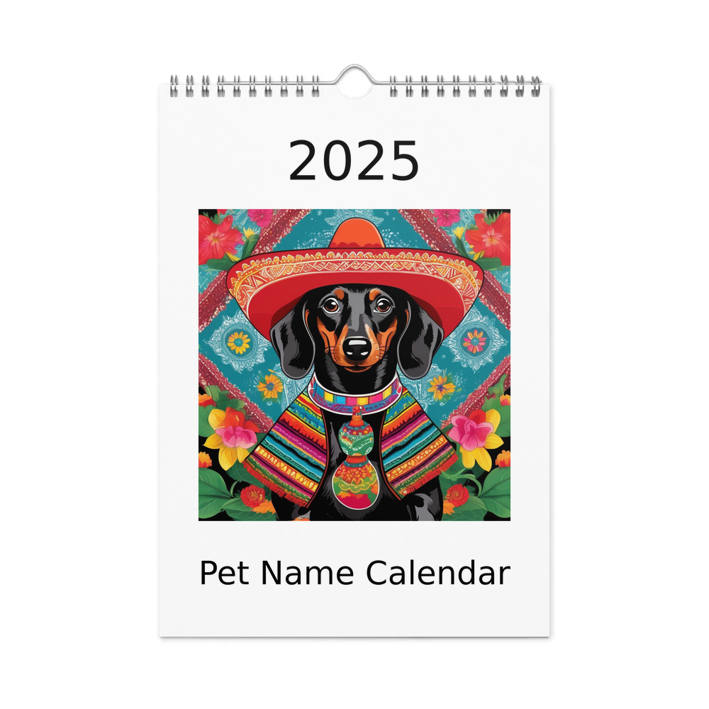 PugMug Custom Black Dachshund Wall Calendar (2026)