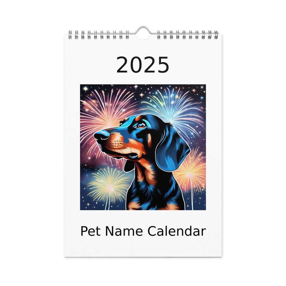 PugMug Custom Black Dachshund Wall Calendar (2026)