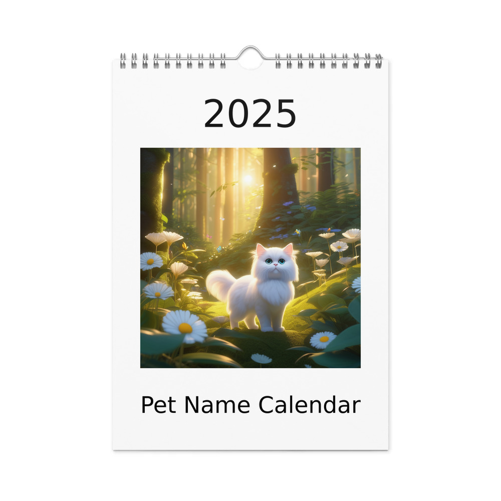 PugMug Custom White Persian Cat Wall Calendar (2026)