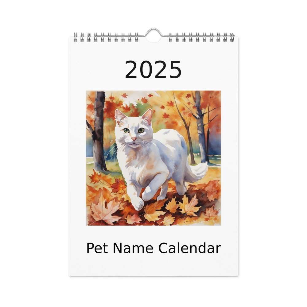 PugMug Custom White Companion Cat Wall Calendar (2026)