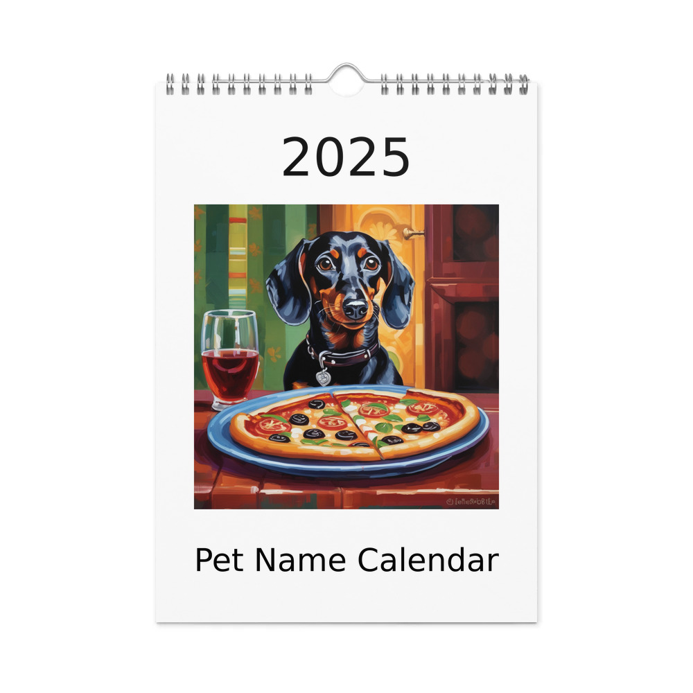 PugMug Custom Black Dachshund Wall Calendar (2026)