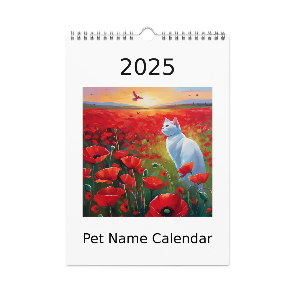 PugMug Custom White Companion Cat Wall Calendar (2026)