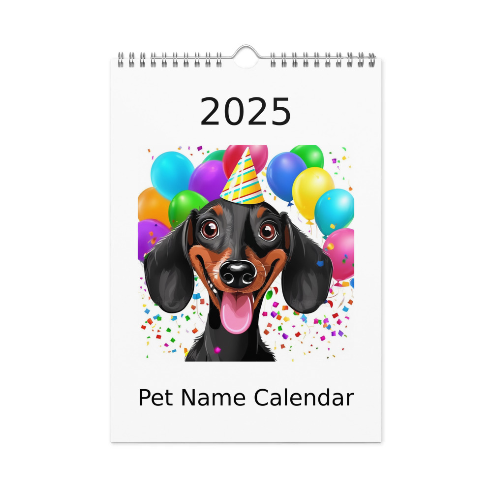 PugMug Custom Black Dachshund Wall Calendar (2026)