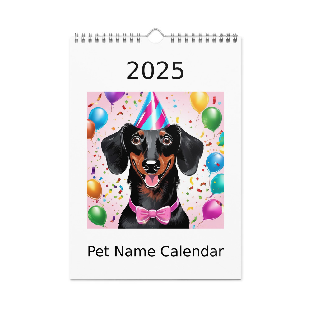 PugMug Custom Black Dachshund Wall Calendar (2026)