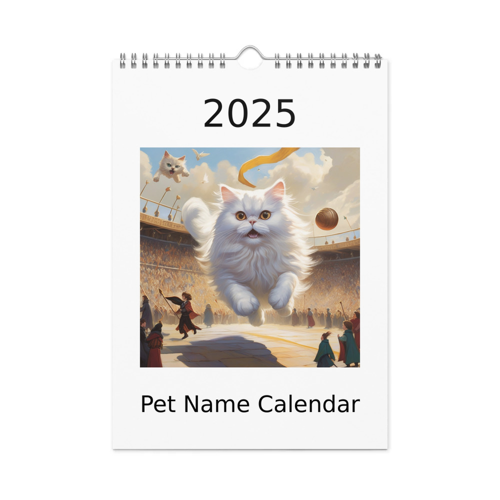 PugMug Custom White Persian Cat Wall Calendar (2026)