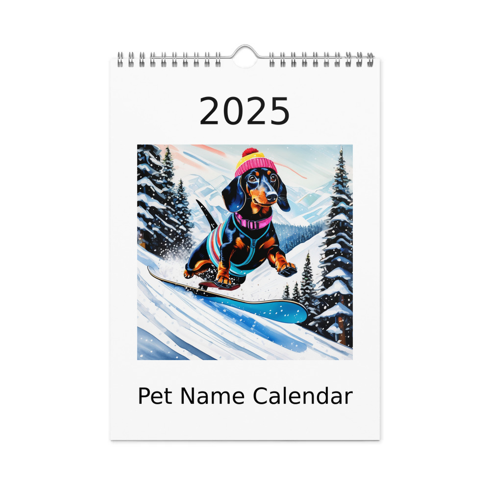 PugMug Custom Black Dachshund Wall Calendar (2026)