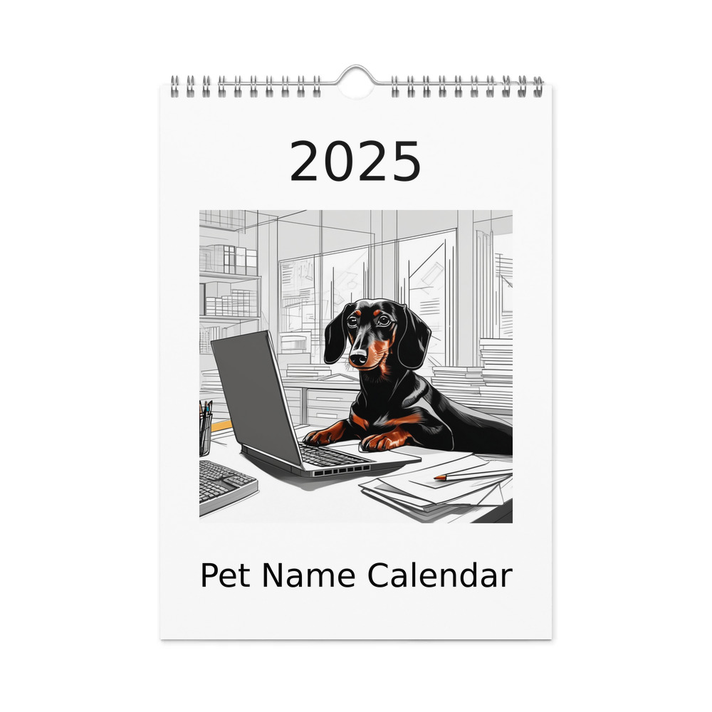 PugMug Custom Black Dachshund Wall Calendar (2026)