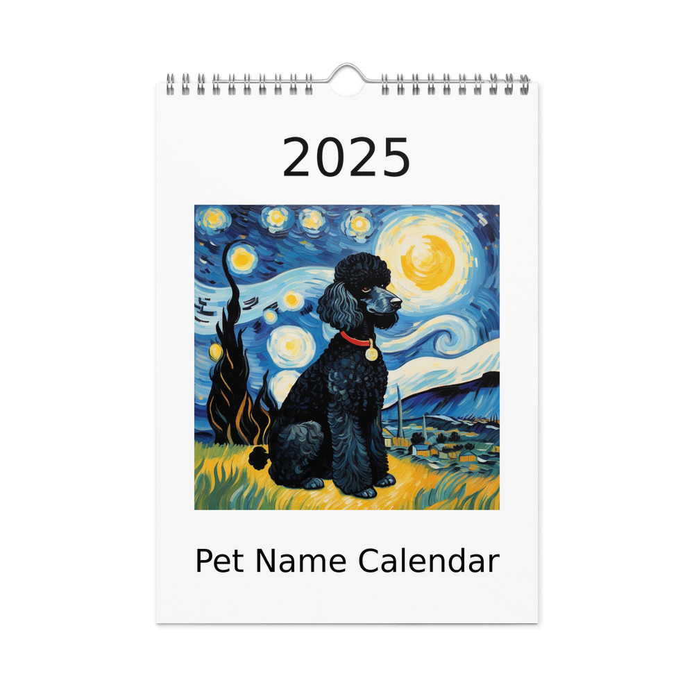PugMug Custom Black Poodle Wall Calendar (2026)