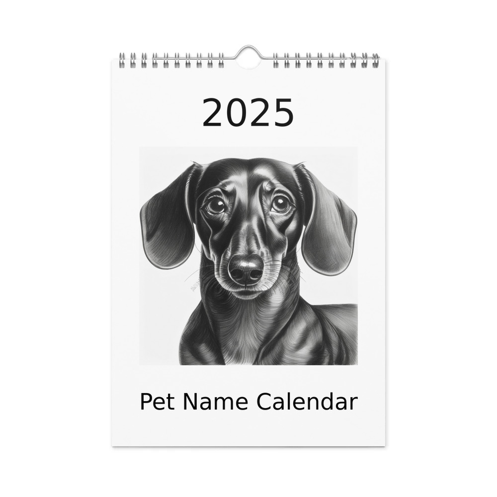 PugMug Custom Black Dachshund Wall Calendar (2026)