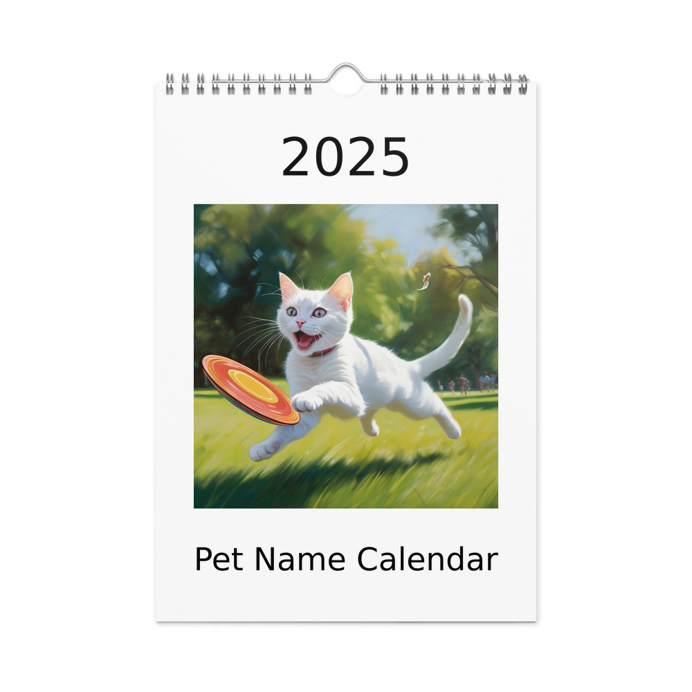 PugMug Custom White Companion Cat Wall Calendar (2026)