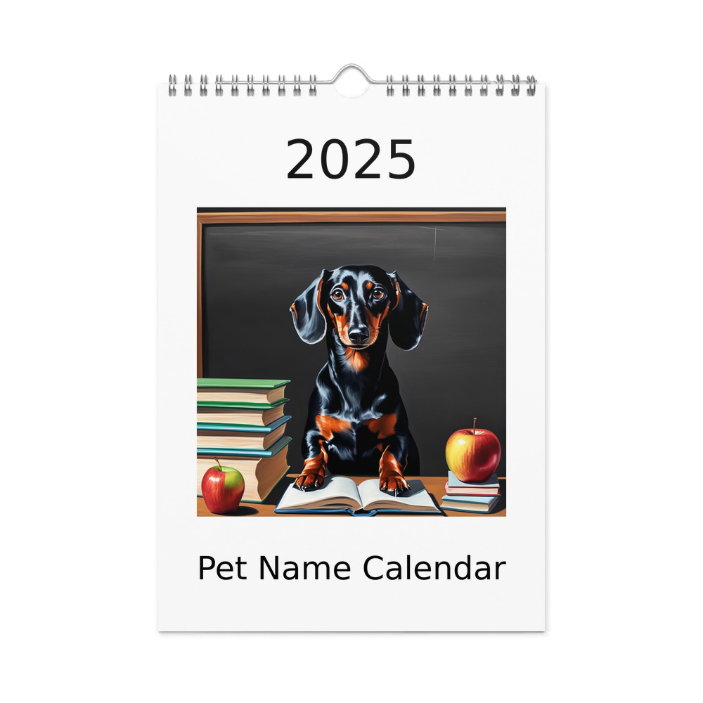 PugMug Custom Black Dachshund Wall Calendar (2026)