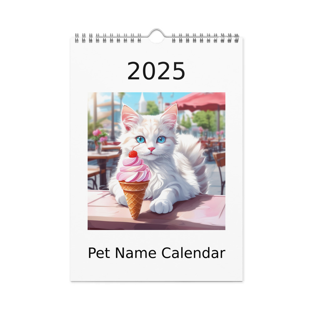 PugMug Custom White Companion Cat Wall Calendar (2026)
