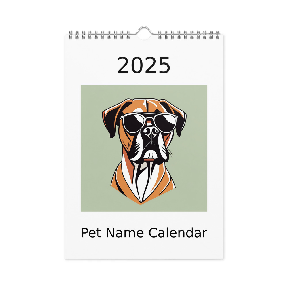 PugMug Custom Boxer Dog Wall Calendar (2026)