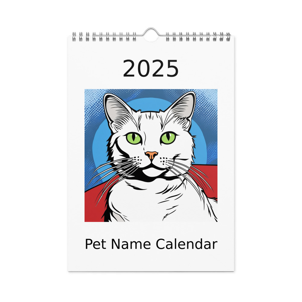 PugMug Custom White Companion Cat Wall Calendar (2026)