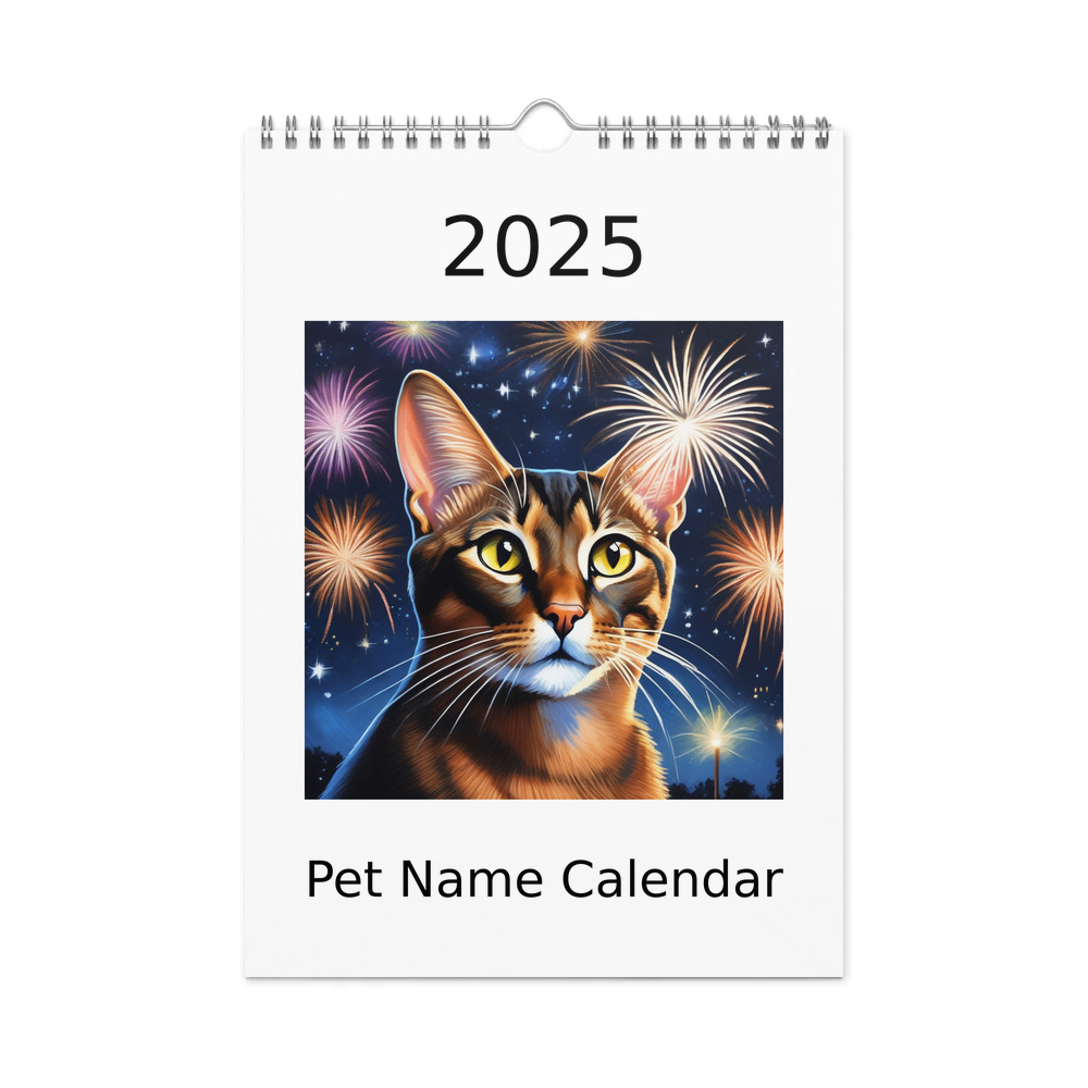 PugMug Custom Tabby Abyssinian Cat Wall Calendar (2026)