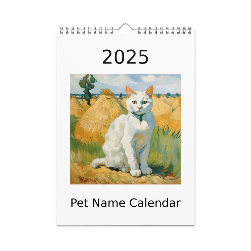 PugMug Custom White Companion Cat Wall Calendar (2026)