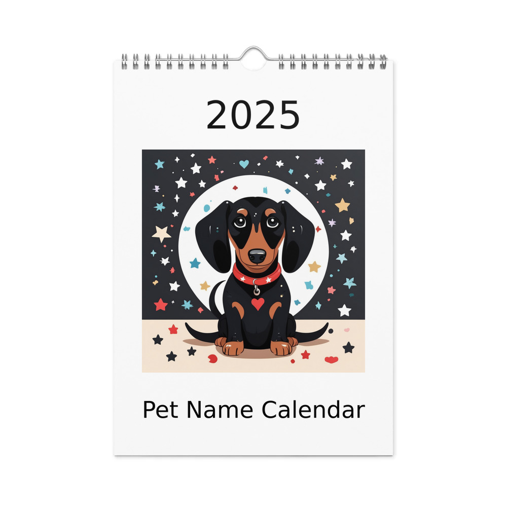 PugMug Custom Black Dachshund Wall Calendar (2026)