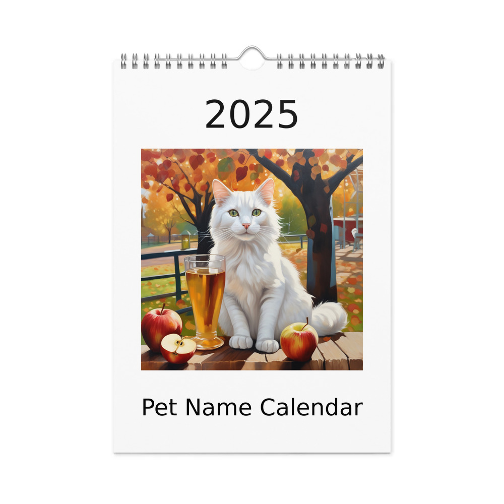 PugMug Custom White Companion Cat Wall Calendar (2026)