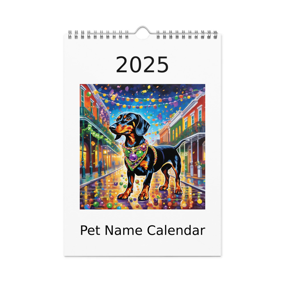 PugMug Custom Black Dachshund Wall Calendar (2026)