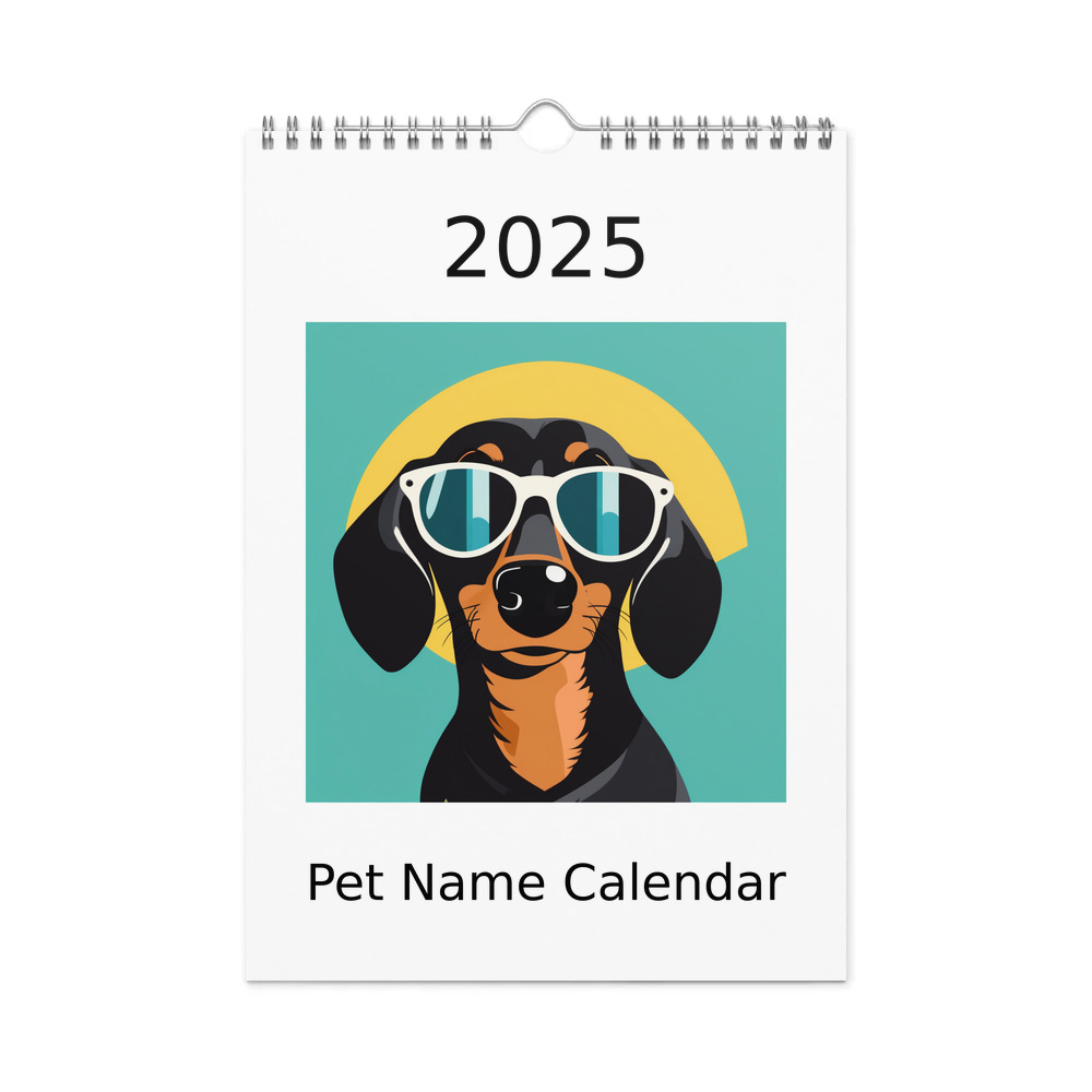 PugMug Custom Black Dachshund Wall Calendar (2026)