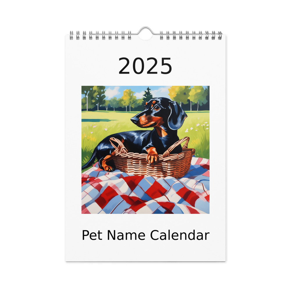 PugMug Custom Black Dachshund Wall Calendar (2026)