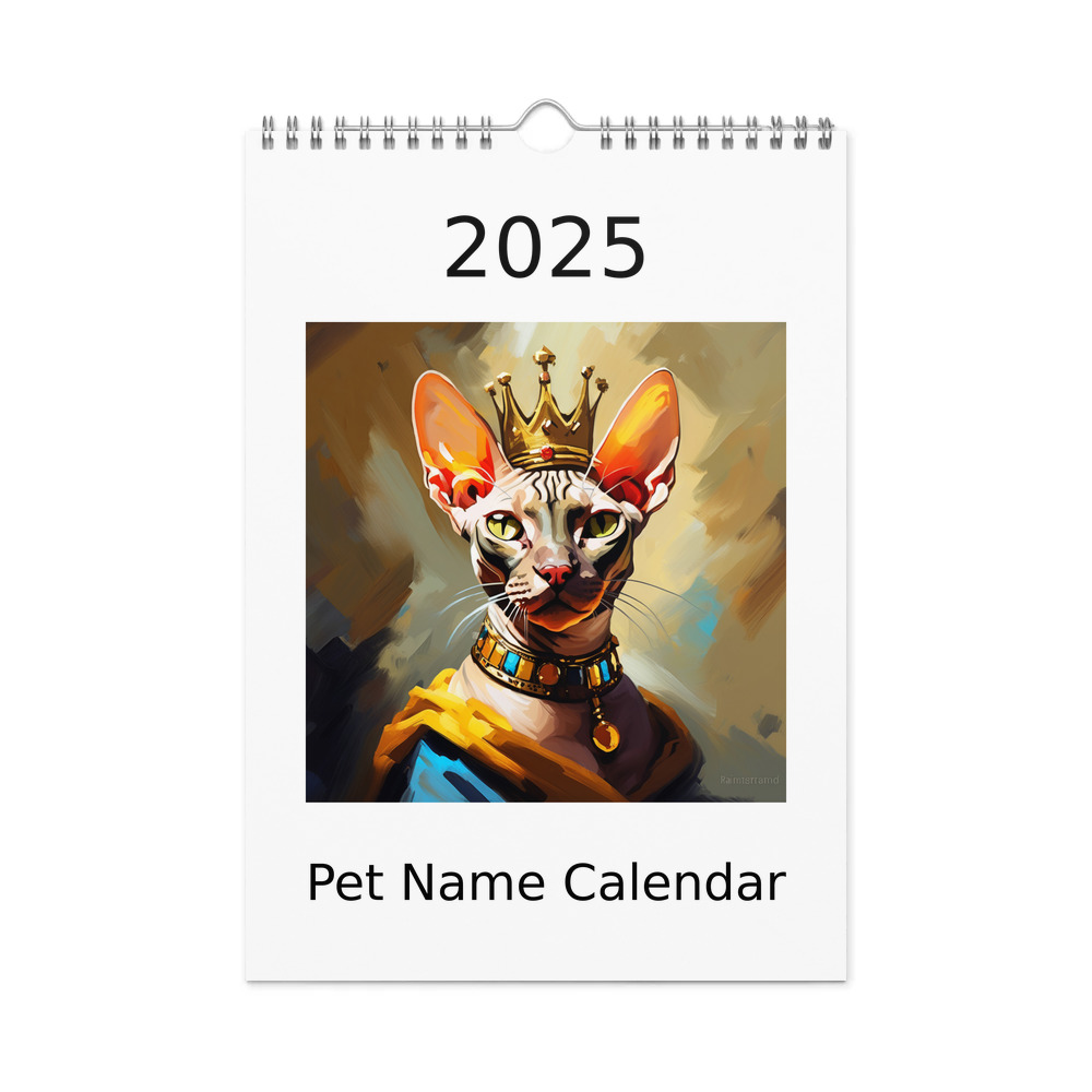 PugMug Custom Tabby Sphynx Cat Wall Calendar (2026)
