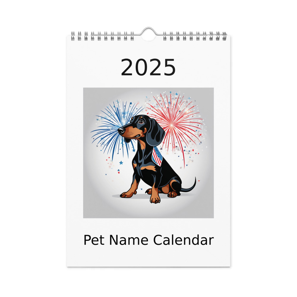 PugMug Custom Black Dachshund Wall Calendar (2026)