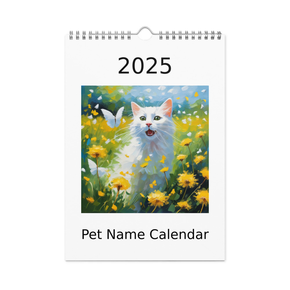 PugMug Custom White Companion Cat Wall Calendar (2026)