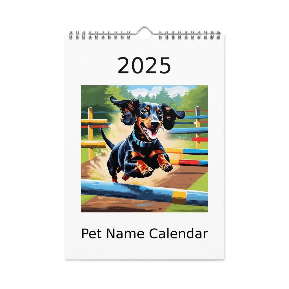 PugMug Custom Black Dachshund Wall Calendar (2026)