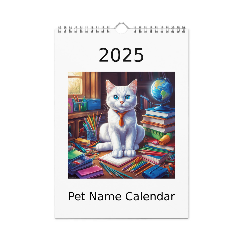PugMug Custom White Companion Cat Wall Calendar (2026)