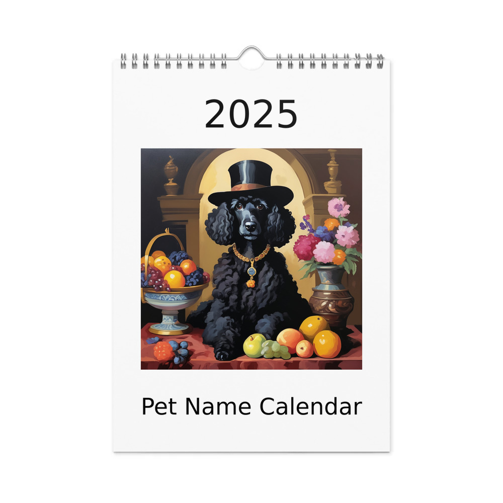 PugMug Custom Black Poodle Wall Calendar (2026)