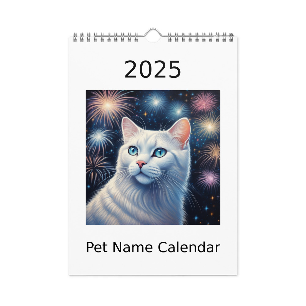 PugMug Custom White Exotic Cat Wall Calendar (2026)
