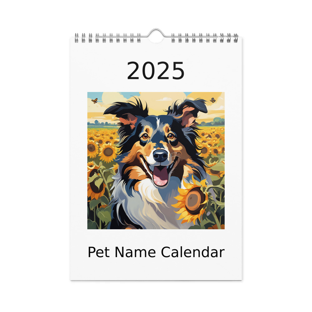 PugMug Custom Collie Wall Calendar (2026)