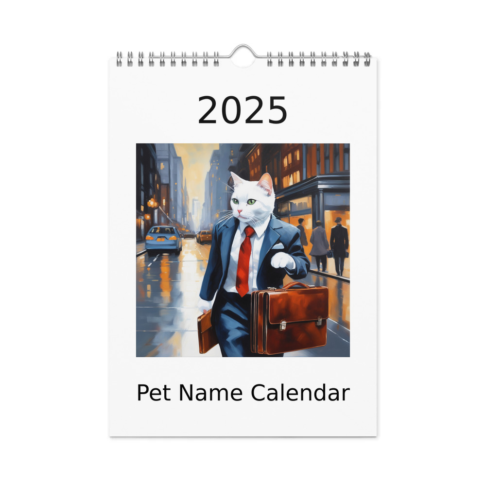 PugMug Custom White Companion Cat Wall Calendar (2026)