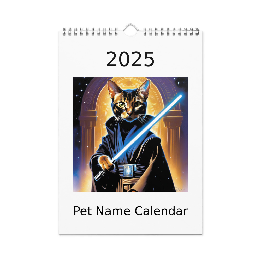 PugMug Custom Black Abyssinian Cat Wall Calendar (2026)