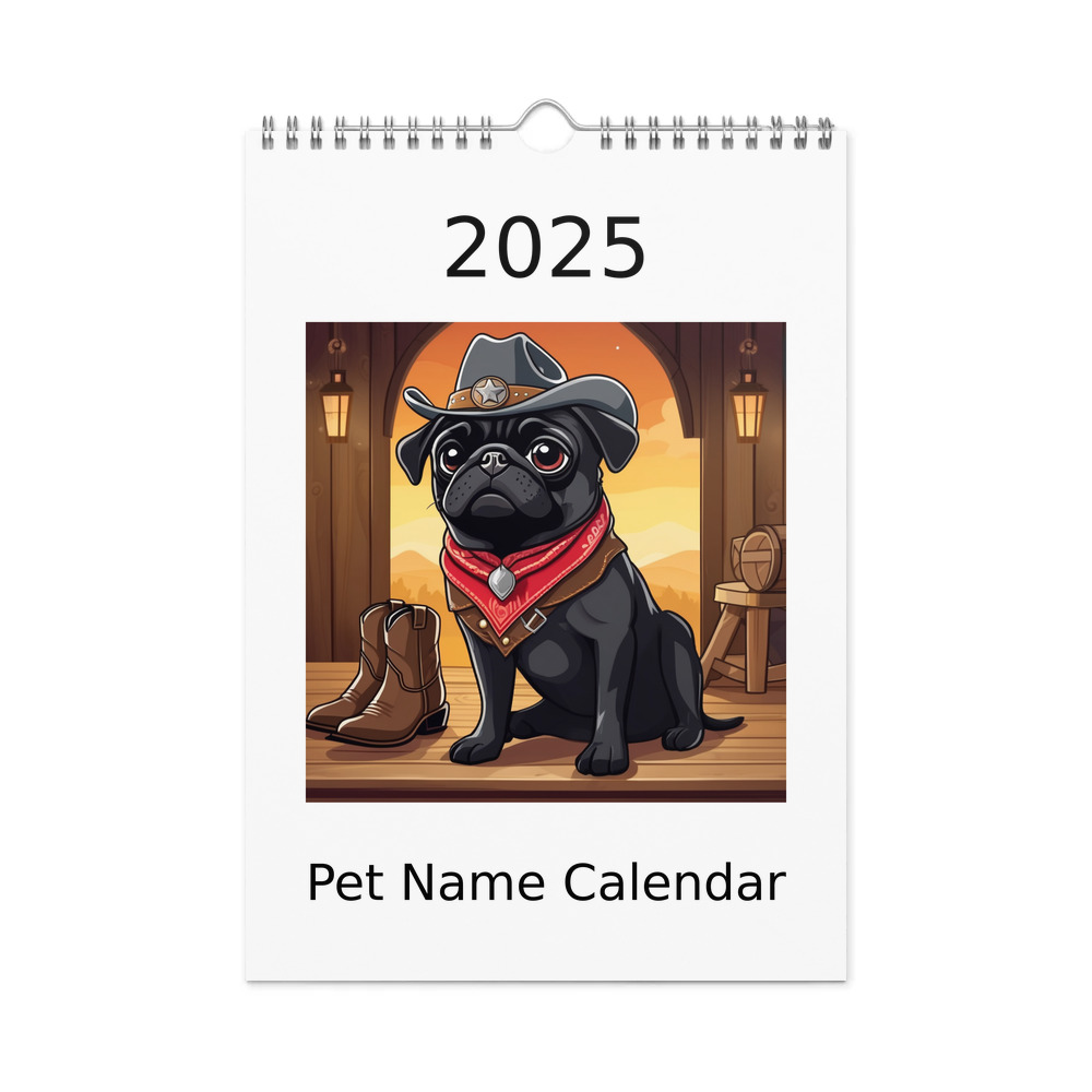PugMug Custom Black Pug Wall Calendar (2026)