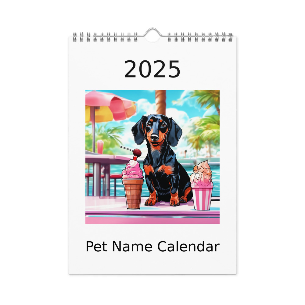 PugMug Custom Black Dachshund Wall Calendar (2026)