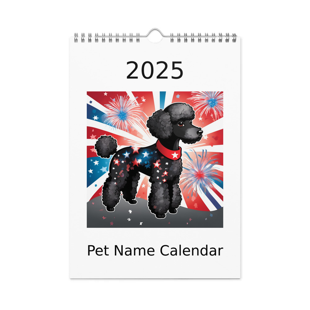 PugMug Custom Black Poodle Wall Calendar (2026)